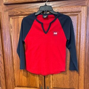 Ralph Lauren Stylish Red and Black Long Sleeve Woman’s Tee